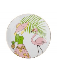 Тарелка Девушка с фламинго